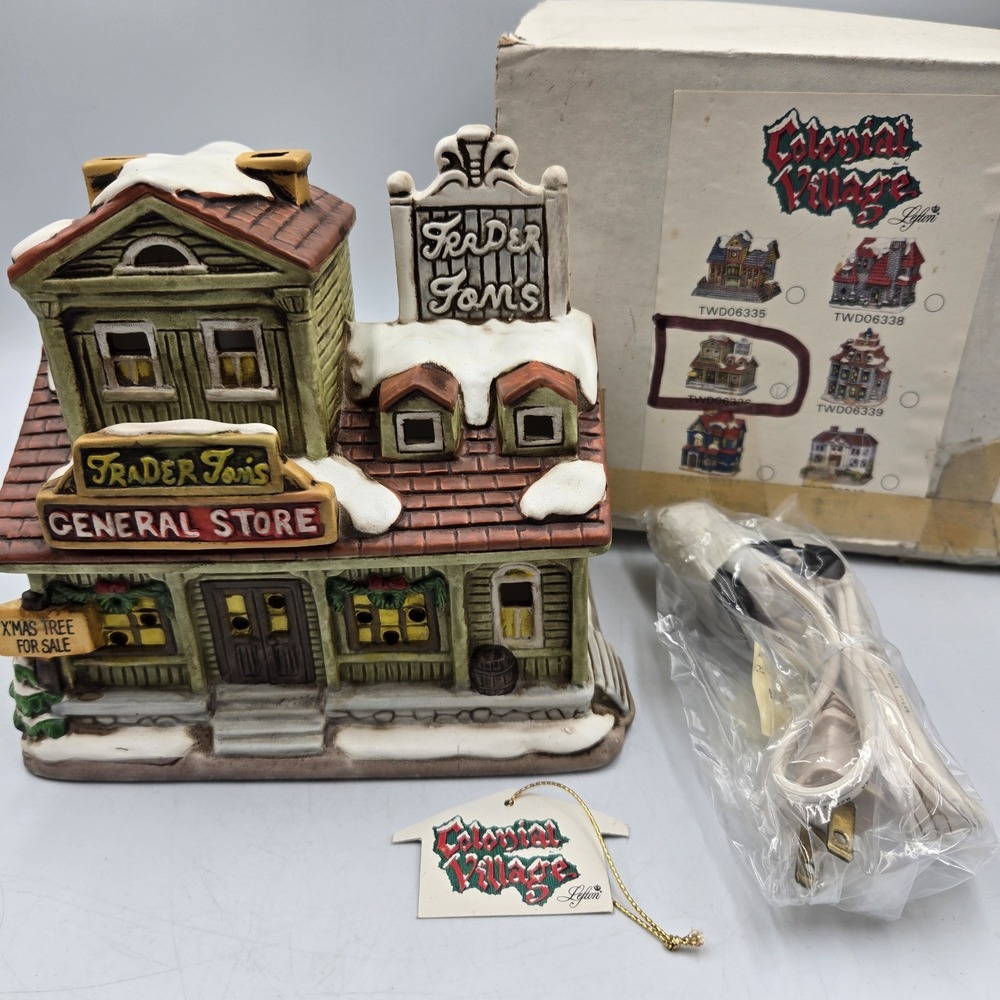 VTG New Lefton Colonial Village Lighted General Store Hand Painted 06336
